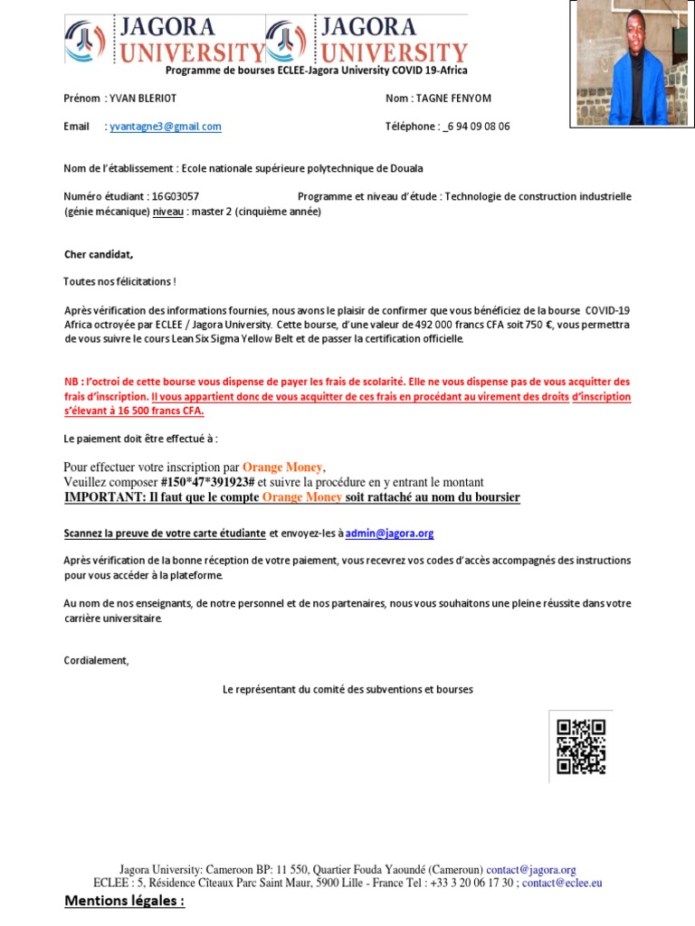 Bourse ECLEE-Jagora University COVID-19 | PDF | Confidentialité | Sécurité