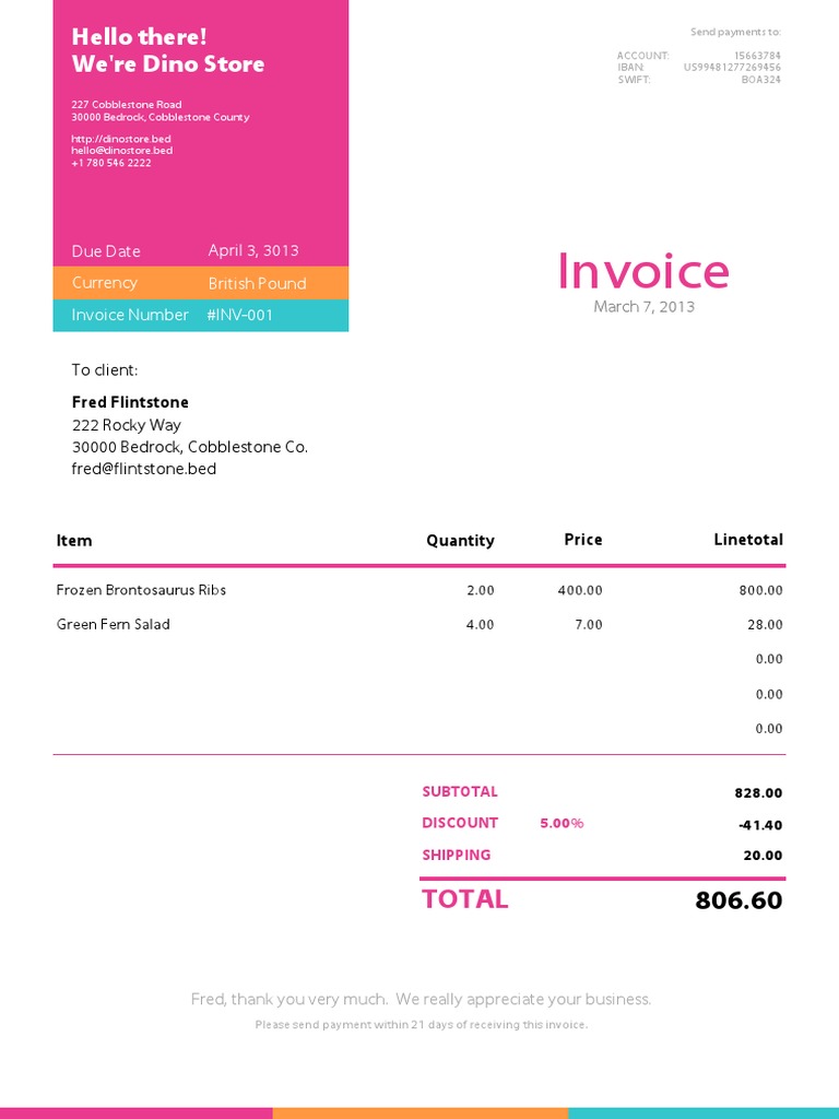 Dino Store Invoice #INV-001 Details | PDF | Hanna Barbera | Business