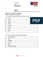 Partofthebody Uni T 4 Answersheet: ST Udentname:Ramj Astuasal Amony ST Udenti Dnumber:1420119058