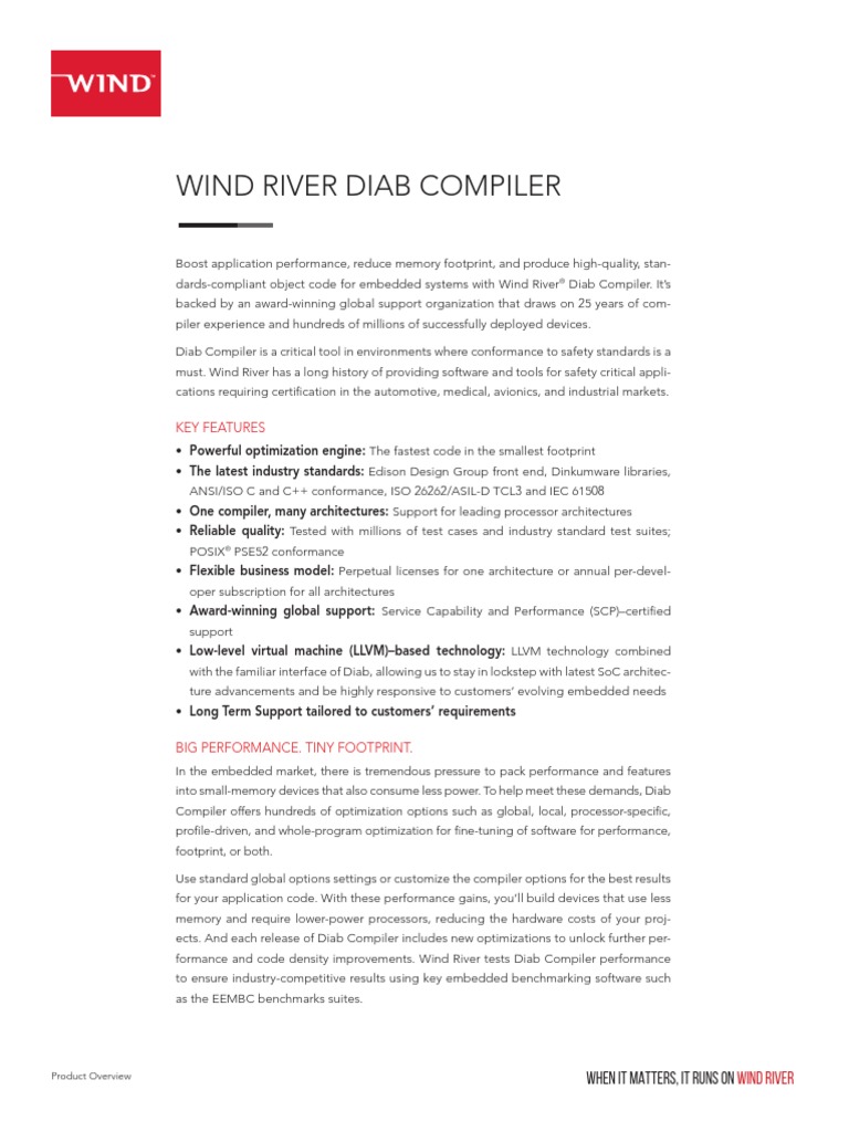 Wind River Diab Compiler Product Overview – MSQDM