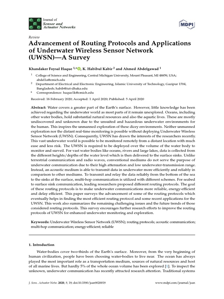 Survey of Underwater Sensor Routing Protocols | PDF | Routing ...