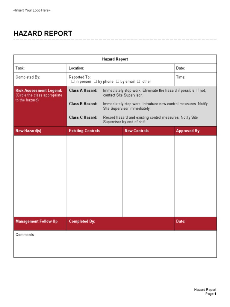 Hazard Report Form 1 PDF