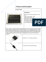 Parts Supply List: Pictures and Description: 6v 5w Monocrystalline Solar Panel