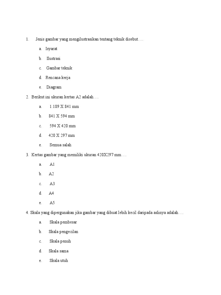 Soal Gambar Teknik Mesin | PDF