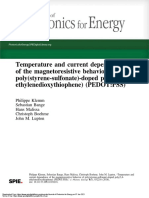 Temperature and Current Dependence of The Magnetoresistive Behavior of Poly (Styrene-Sulfonate) - Doped Poly (3,4-Ethylenedioxythiophene) (PEDOT:PSS)