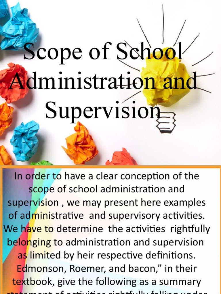 Scope of School Administration & Supervision | PDF | Teachers ...