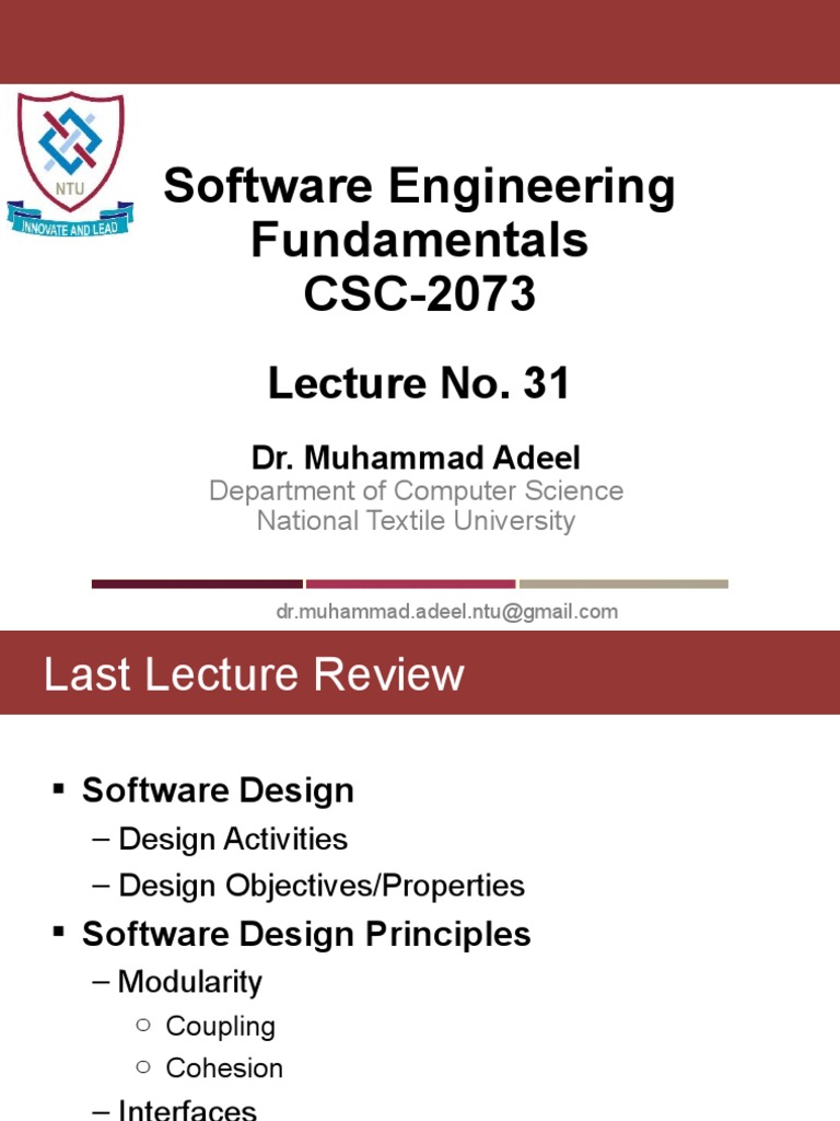 CSC2073 - Lecture 31 (Software Design Principles - II) | PDF ...