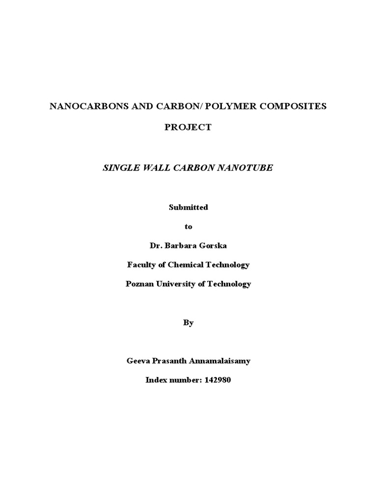 Single-Walled Carbon Nanotubes Overview | PDF | Carbon Nanotube ...