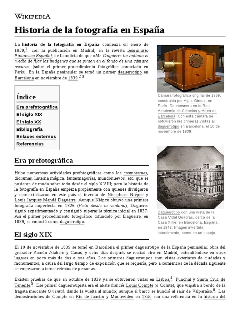 Historia de La Fotografía en España | PDF | Artesanías | Tecnicas ...
