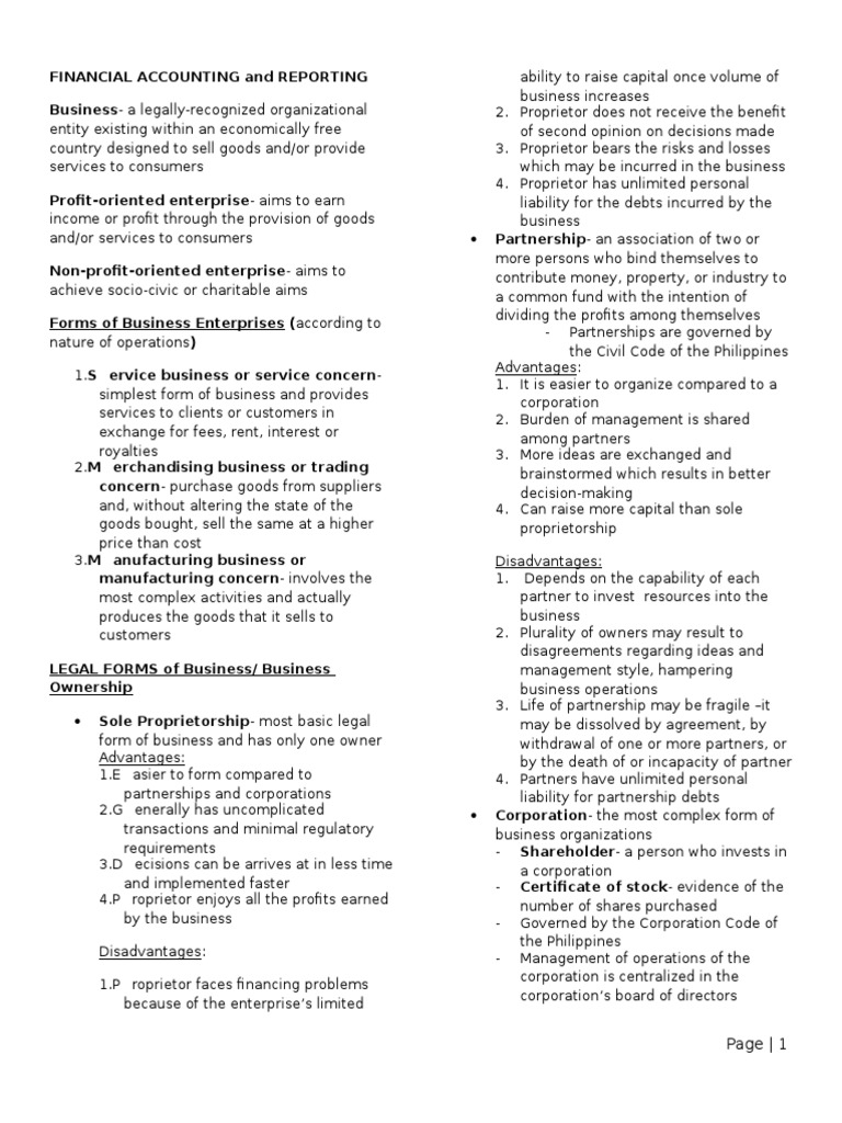 Overview of Business Structures in Accounting | PDF | Financial ...