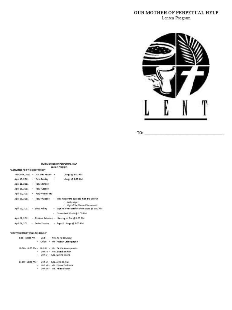 Uswag Lenten Season Program 2 PDF Lent Eastern Christian Liturgy