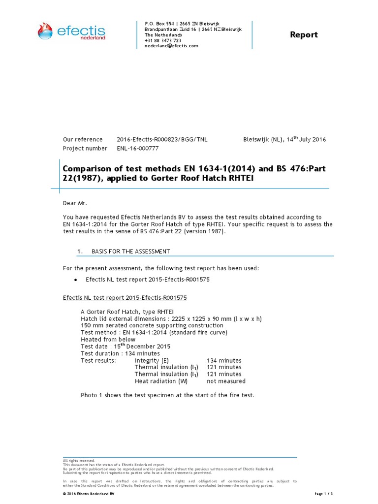 Efectis Certificate Fire Rated Roof Hatch | PDF | Thermocouple ...