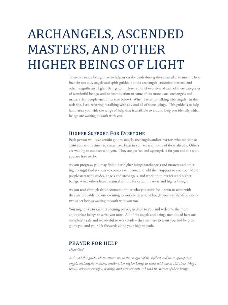 Guide to Archangels and Ascended Masters | PDF | Self-Improvement ...
