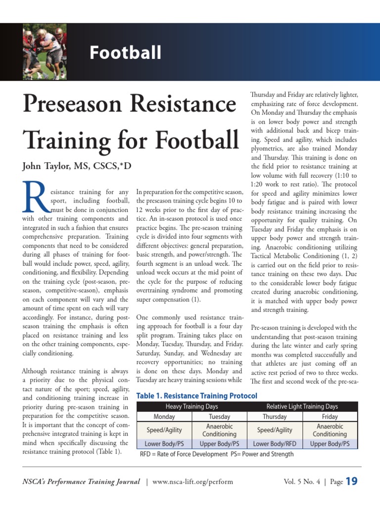 Preseason Resistance Training for Football | PDF | Strength Training ...