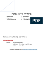 Persuasive Writing: 2. Importance 3. Traditional Method 4. ARGU Model 5. Steps and Examples 6. Logical Fallacies