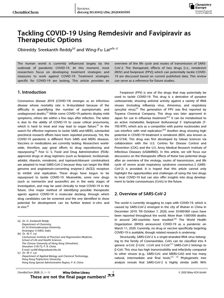 Remdesivir and Favipiravir | PDF | Phases Of Clinical Research | Virus