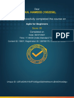 Agile For Beginners - Completion - Certificate