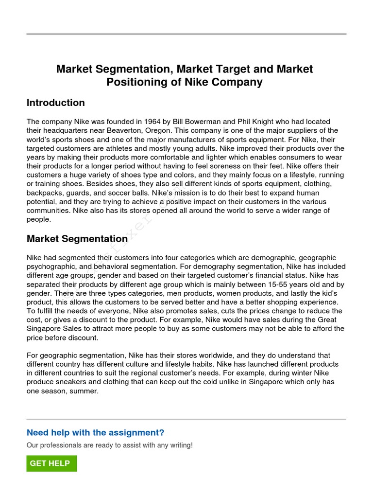 Nike Brand Positioning- Targeting Segmentation & STP Analysis