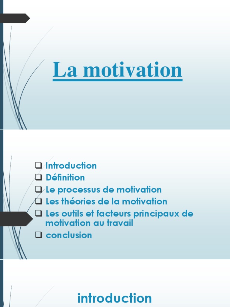 Théories et Facteurs de Motivation au Travail | PDF | Motivation | Motivant