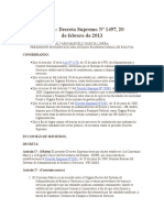 Bolivia Decreto Supremo #1497 20 de Febrero de 2013