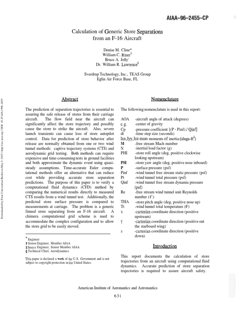 Calculation of Eneric Store From An F-16 Aircraft | PDF | Wind Tunnel ...