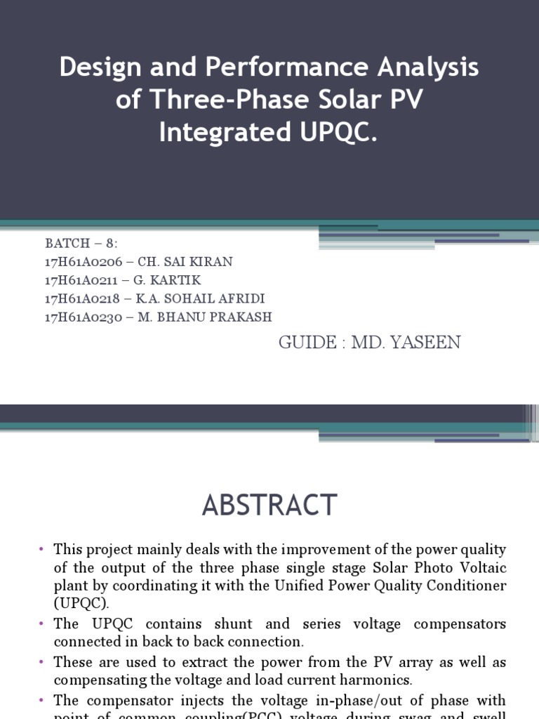 Solar PV and UPQC Integration Analysis | PDF | Photovoltaic System ...