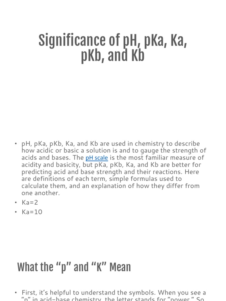 Significance of PH Pka and PKB | PDF | Acid Dissociation Constant | Ph