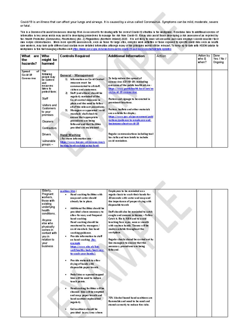 Covid-19 Workplace Risk Assessment Guide | PDF | Personal Protective ...