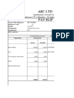 Abc LTD Pay Slip: Apartments, Ground Level, Santacruz (W), Mumbai - 54, India. Phone: 022