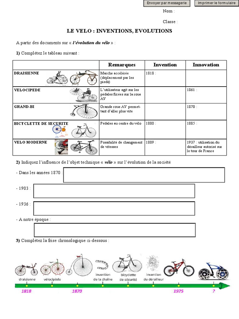 Évolution du Vélo à Travers le Temps PDF Exercice d’aérobic — free download