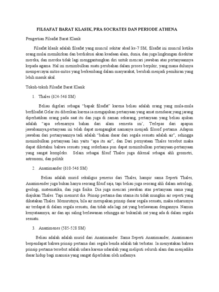 Sejarah Filsafat Barat Klasik | PDF