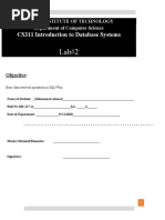 CS311 Introduction To Database Systems: Usman Institute of Technology Department of Computer Science