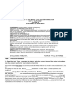 Evaluación Formativa: Worksheet 3 - 2do Medio