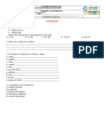 Atividade Sobre DISPERSÃO COLOIDAL OU COLOIDE