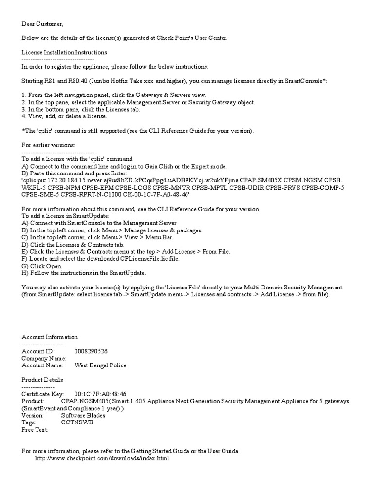 Check Point License Installation Guide | PDF | Command Line Interface ...