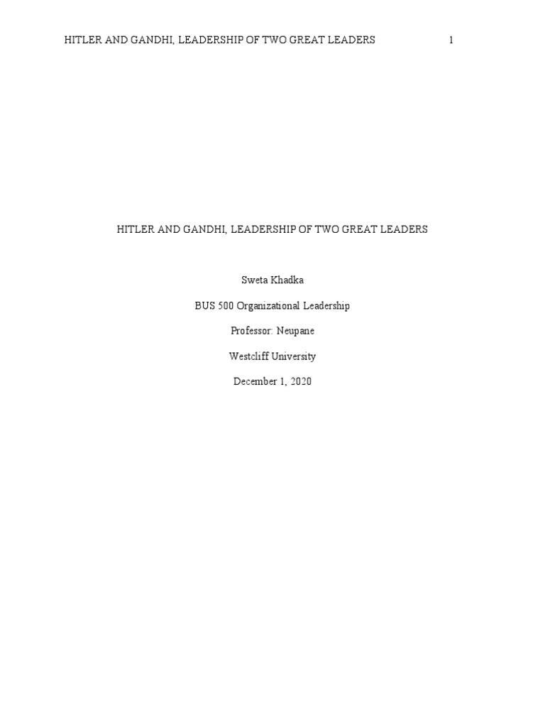 Leadership Lessons from Hitler and Gandhi | PDF | Mahatma Gandhi ...