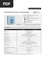 Automatic Power Factor Controller Relay: Operating Instructions