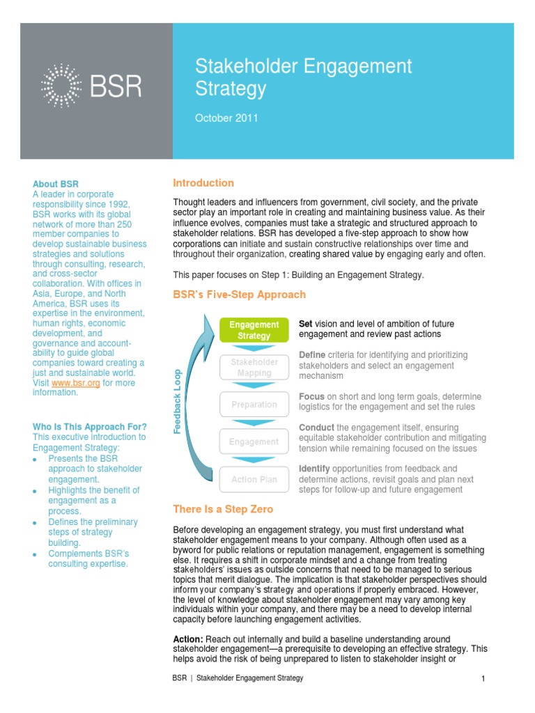 Stakeholder Engagement Strategy Overview | PDF | Stakeholder (Corporate ...