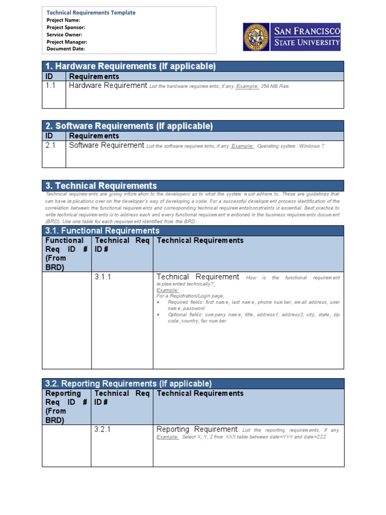 Technical Requirements Document Template | PDF | Password | Software