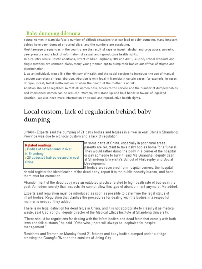Dilemma of Baby Dumping in Society | PDF | Southeast Asia | Abortion