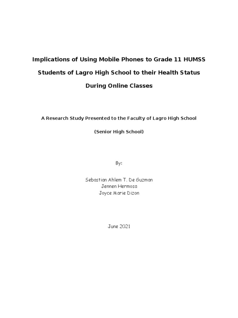 Mobile Phones and Health in HUMSS Students | PDF | Sleep | Mobile Phones