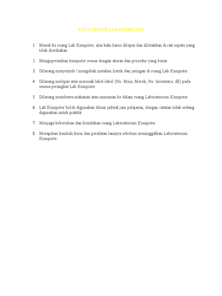 Tata Tertib Lab Komputer PDF