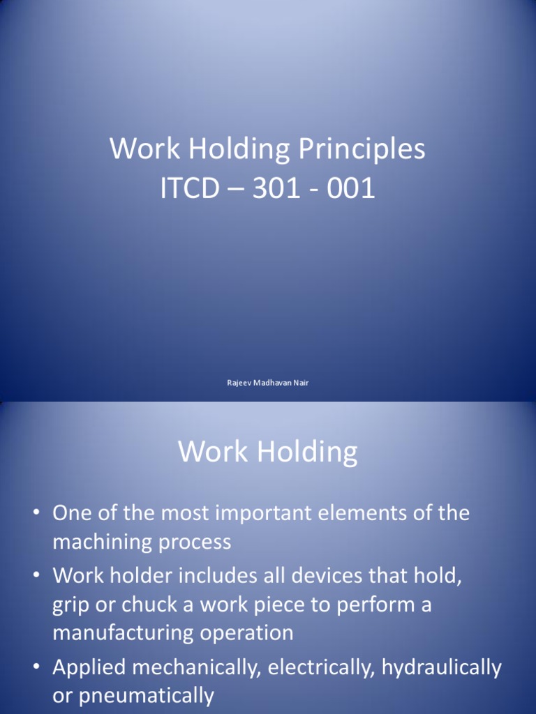 Work Holding Principles in Machining | PDF | Machining | Industrial ...