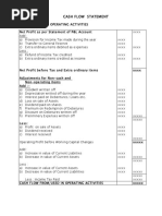 Cashflow Format