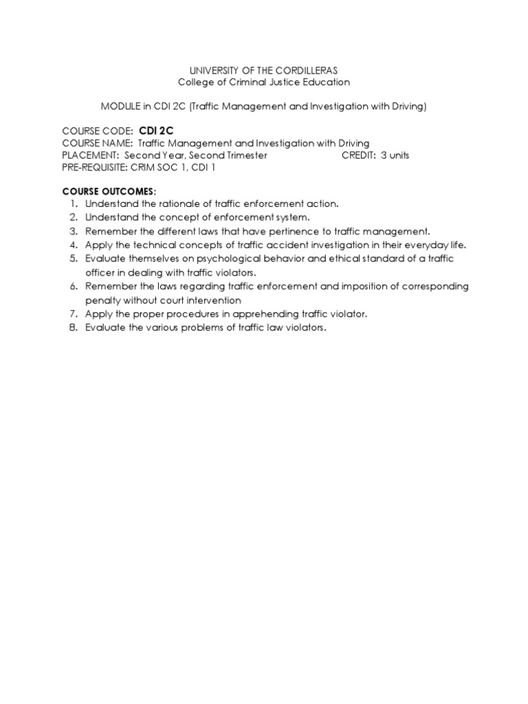 CDI 2C MODULE-Lesson 1 | PDF | Traffic | Traffic Collision
