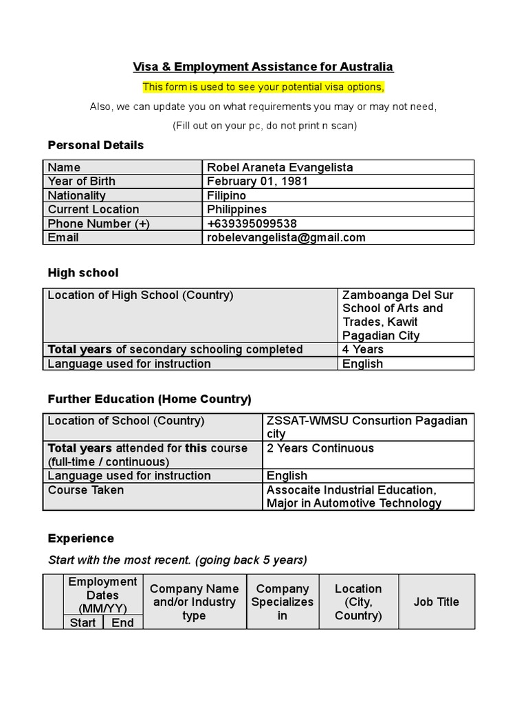Visa Options & Employment Guide Australia | PDF | Travel Visa ...