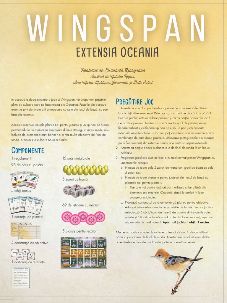 Wingspan - Extensia Oceania | PDF
