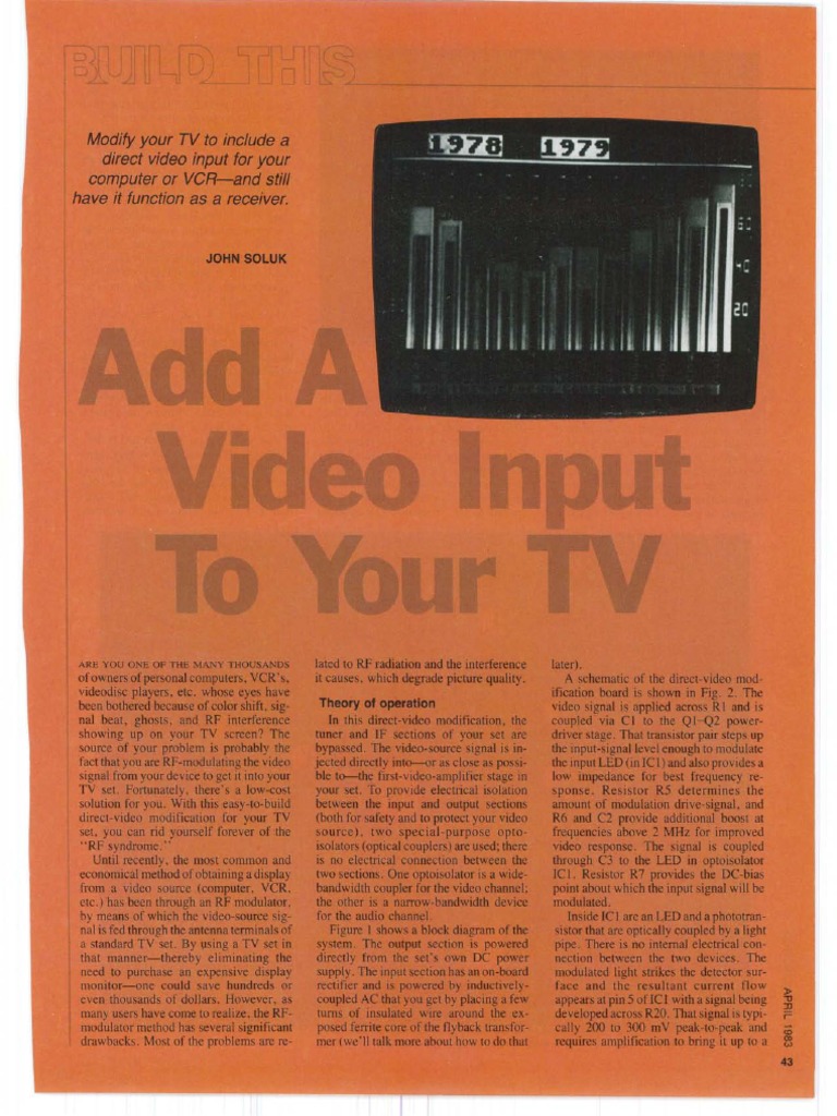 Add A Composite Video Input To A TV PDF Power Supply Amplifier