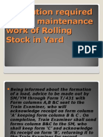Precaution Required During Maintenance Work of Rolling Stock in Yard