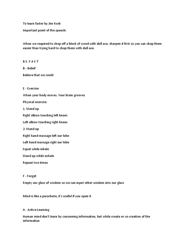 To Learn Faster by Jim Kwik | PDF | Career & Growth | Self-Improvement